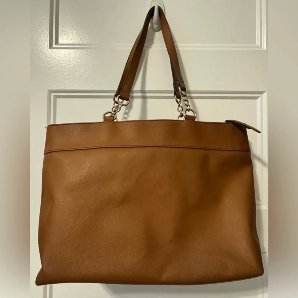 Tommy Hilfiger Camilla II Cognac Tote Bag Large Work Laptop Purse